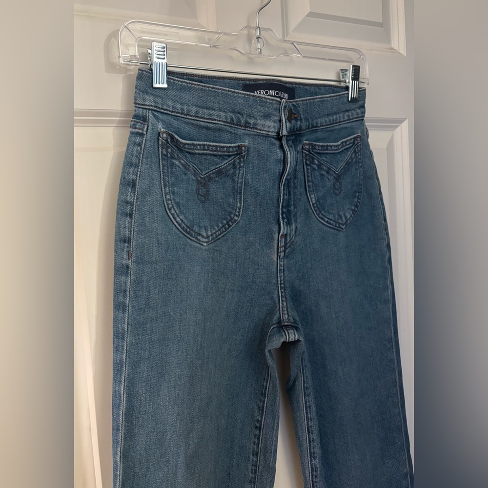 Veronica Beard Crosbie High Rise Wide Leg Jeans, Medium Wash, Size 26 - Picture 2 of 10